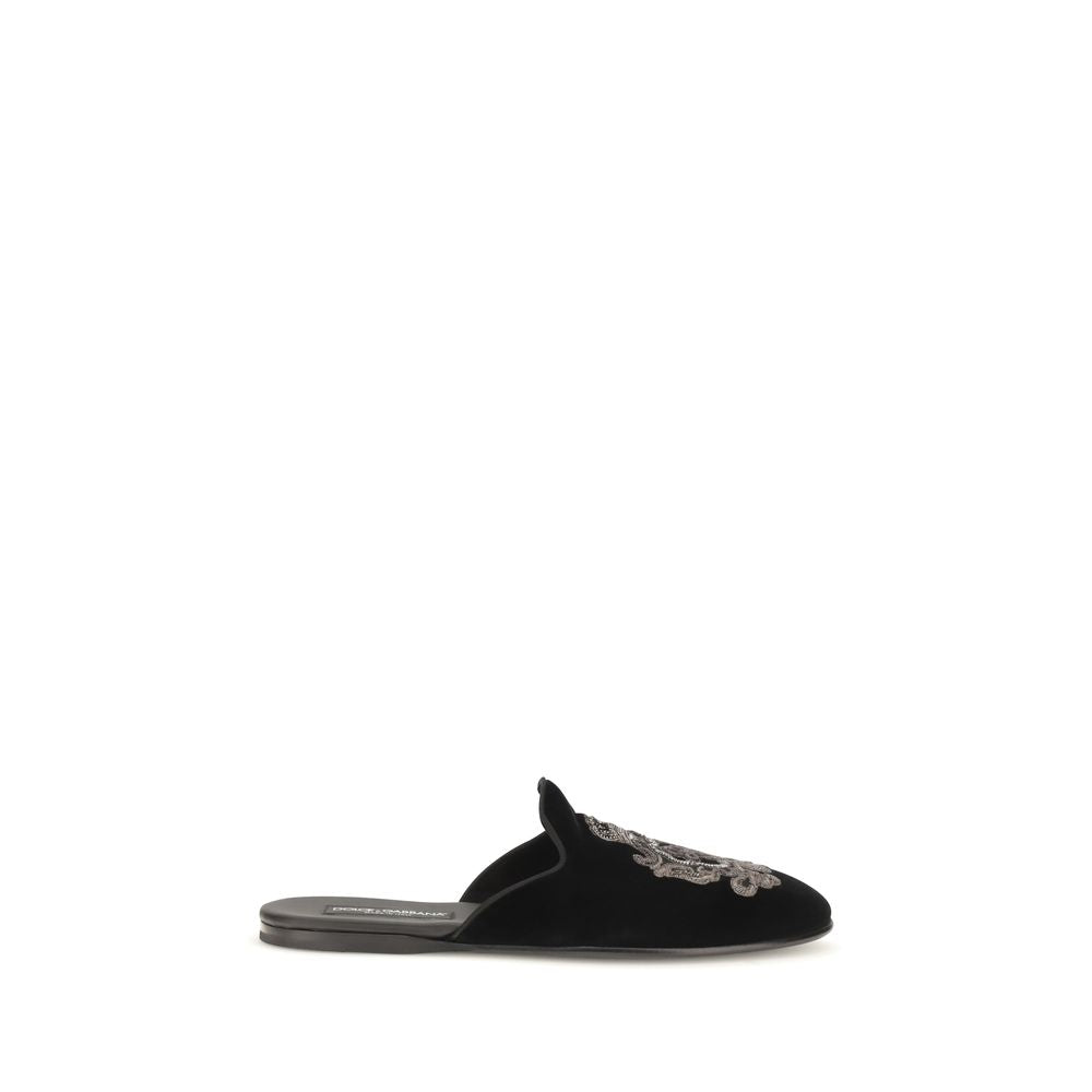 Dolce & Gabbana Black Velvet Men's Flats