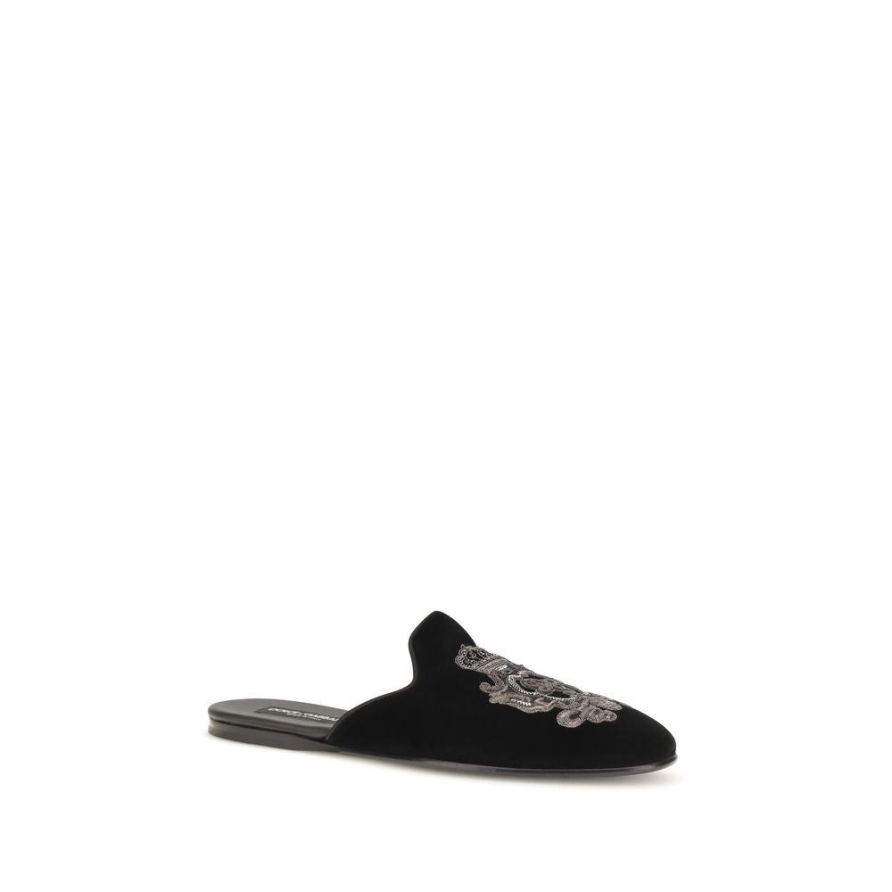 Dolce & Gabbana Black Velvet Men's Flats