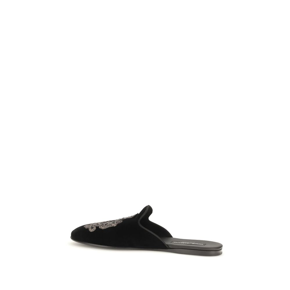 Dolce & Gabbana Black Velvet Men's Flats