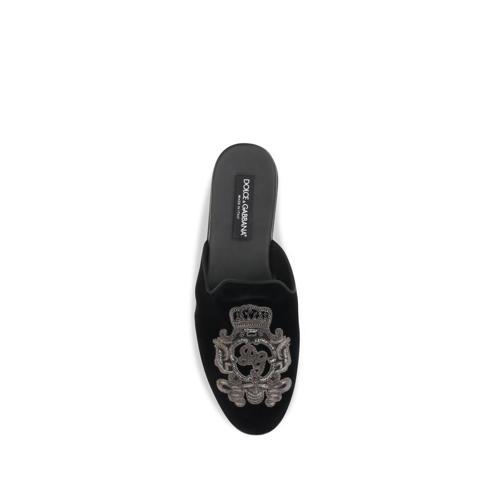 Dolce & Gabbana Black Velvet Men's Flats