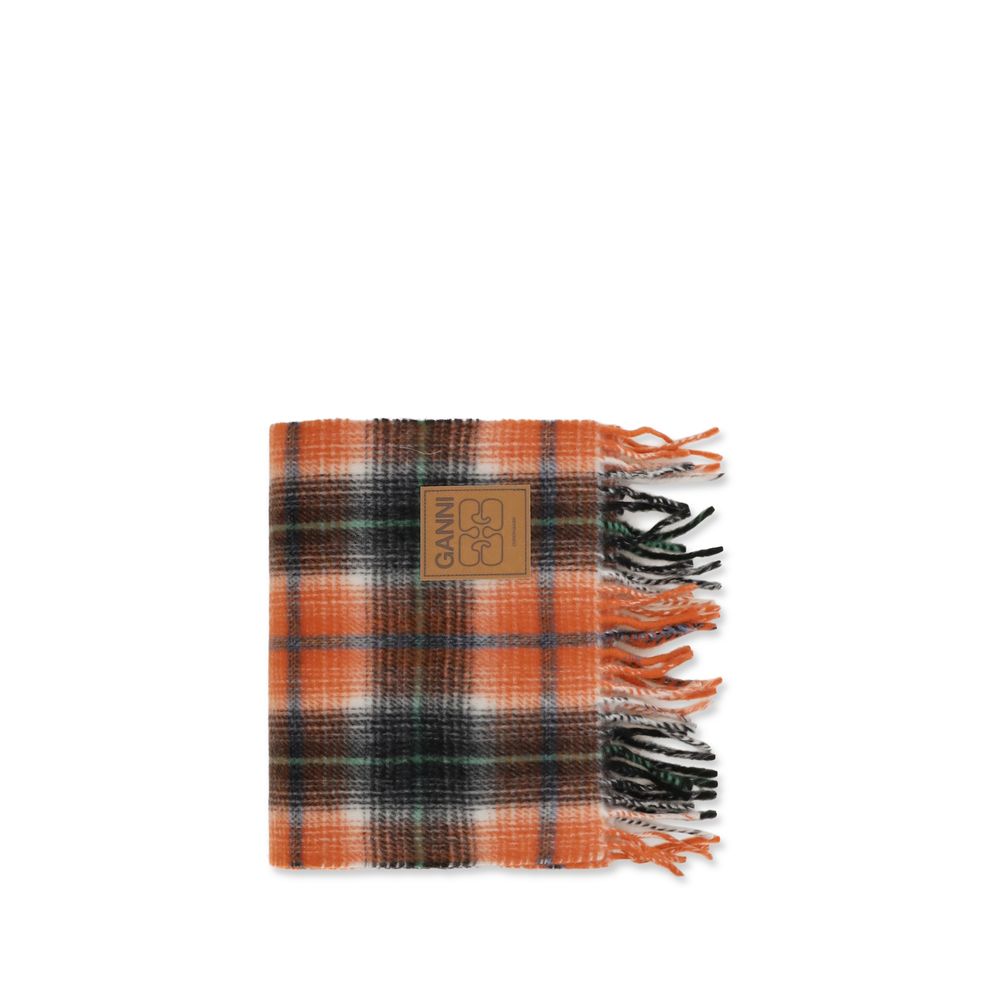 Ganni Orange Wool Oves Aries Women's Scarf