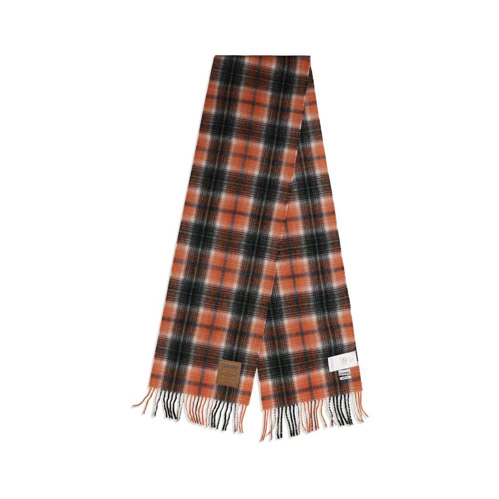 Ganni Orange Wool Oves Aries Women's Scarf