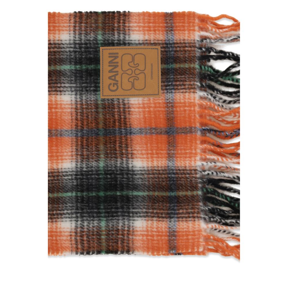 Ganni Orange Wool Oves Aries Women's Scarf