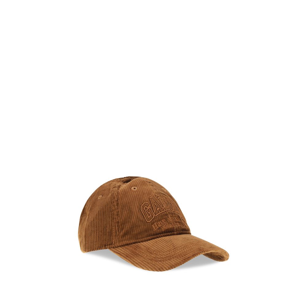 Ganni Brown Cotton Cap (Baseball Women's Hat)