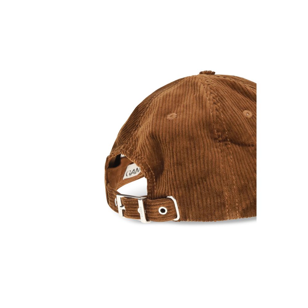 Ganni Brown Cotton Cap (Baseball Women's Hat)