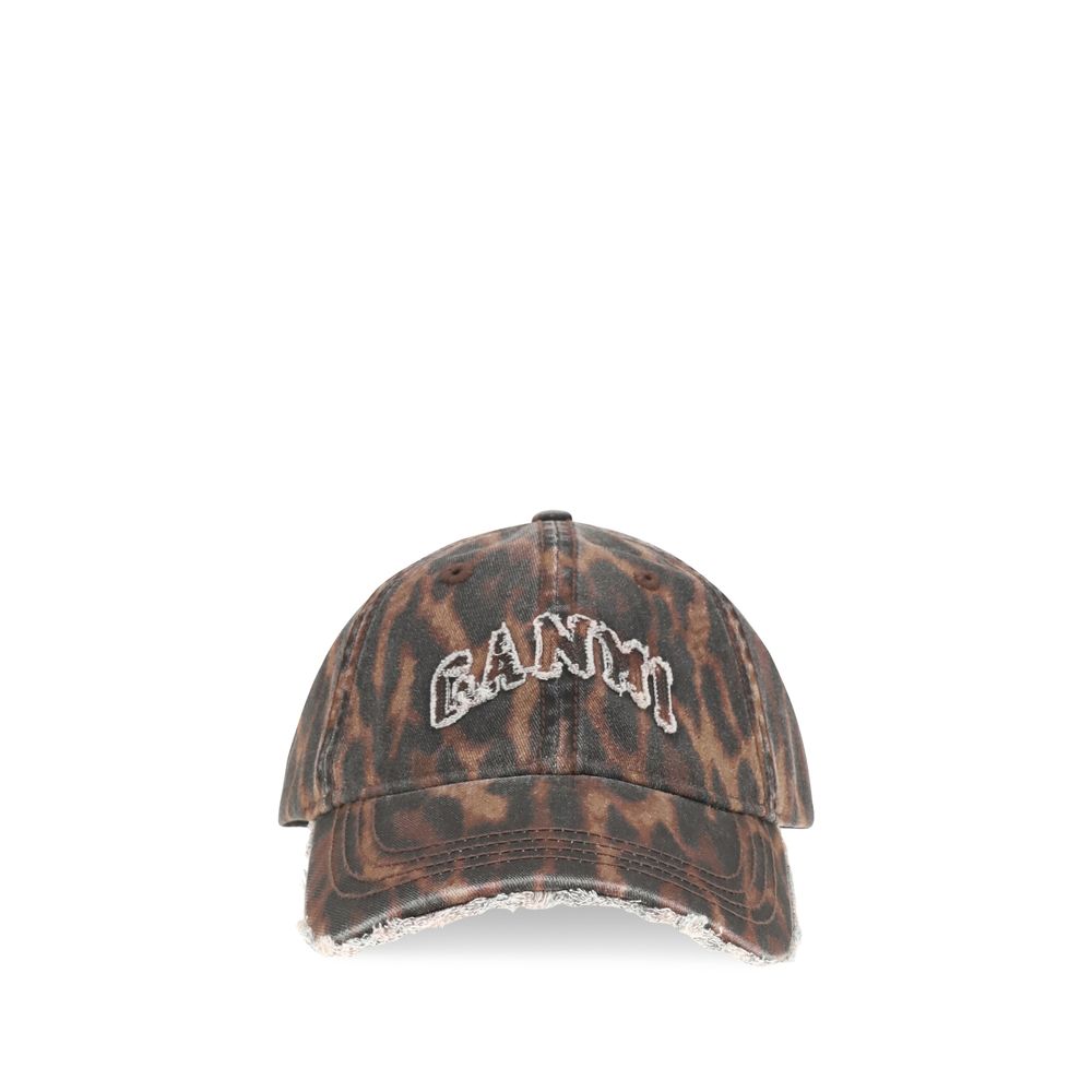 Ganni Brown Cotton Cap (Baseball Women's Hat)