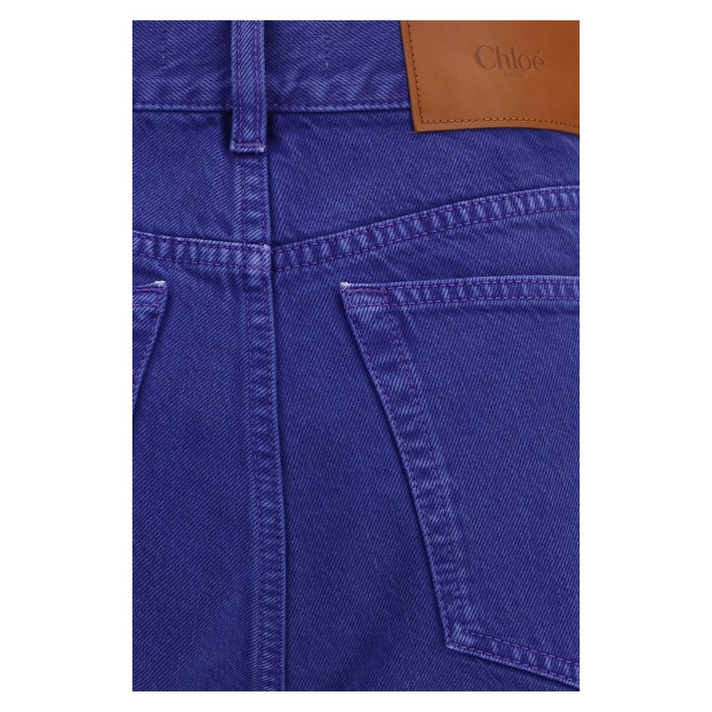 Chloé Blue Cotton Straight-Leg Women's Jeans