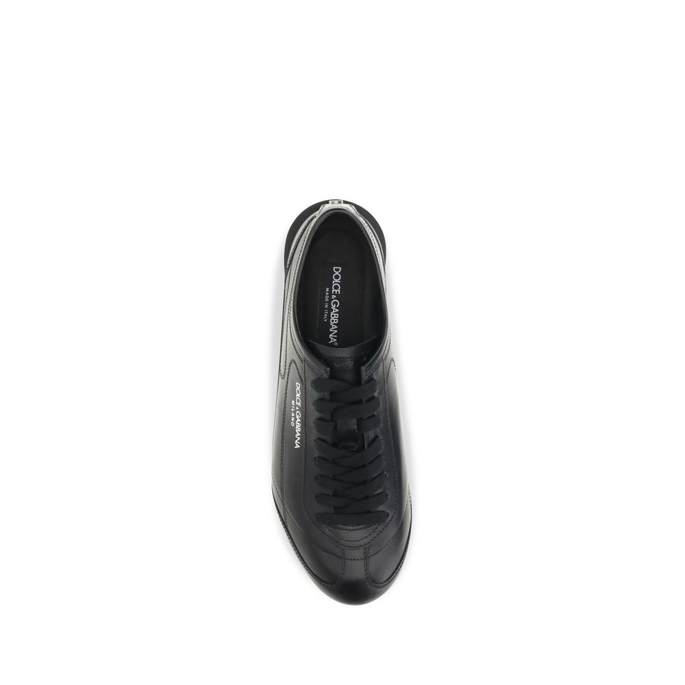 Dolce & Gabbana Black Calf Leather Bos Taurus Low Top Men's Sneakers