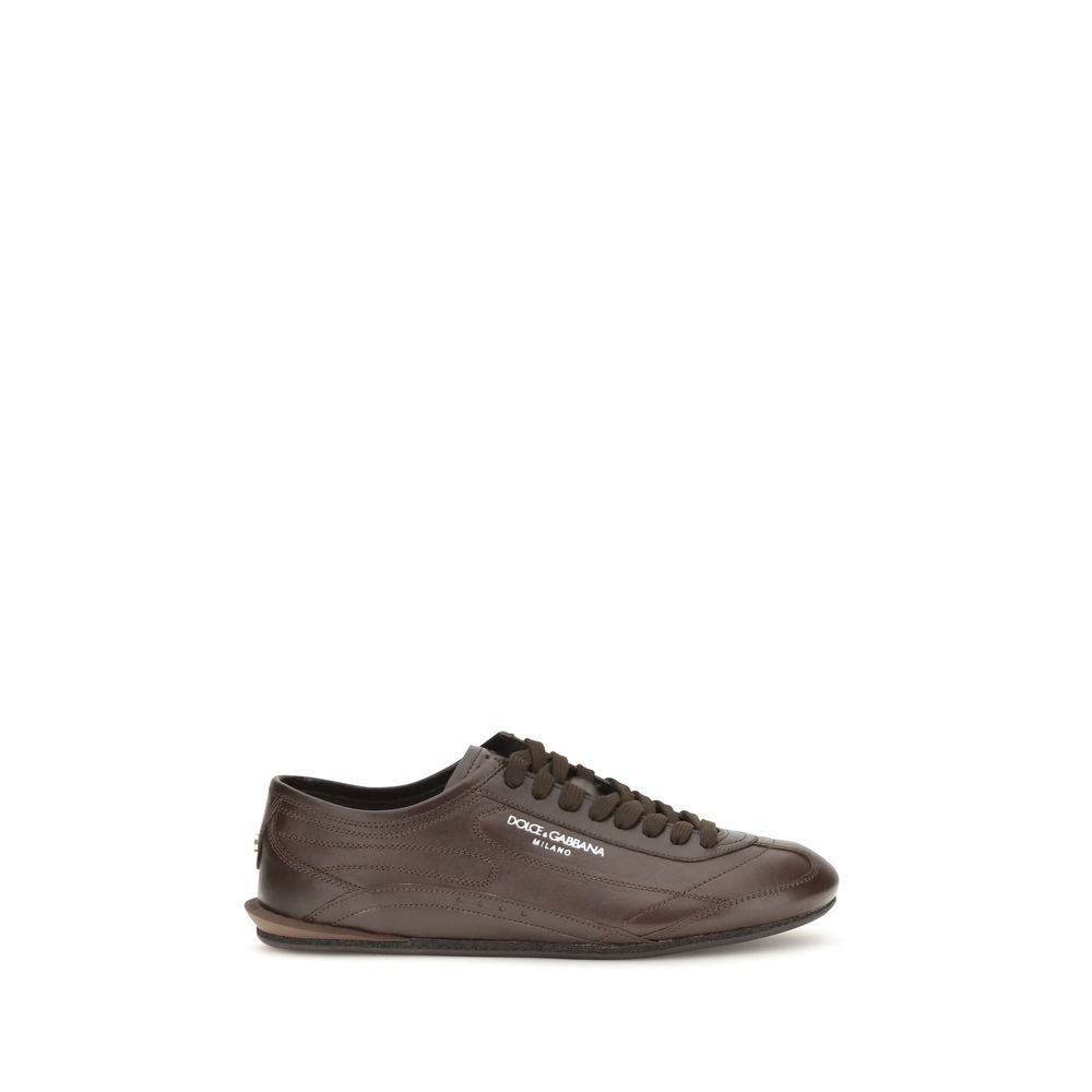 Dolce & Gabbana Brown Calf Leather Bos Taurus Low Top Men's Sneakers
