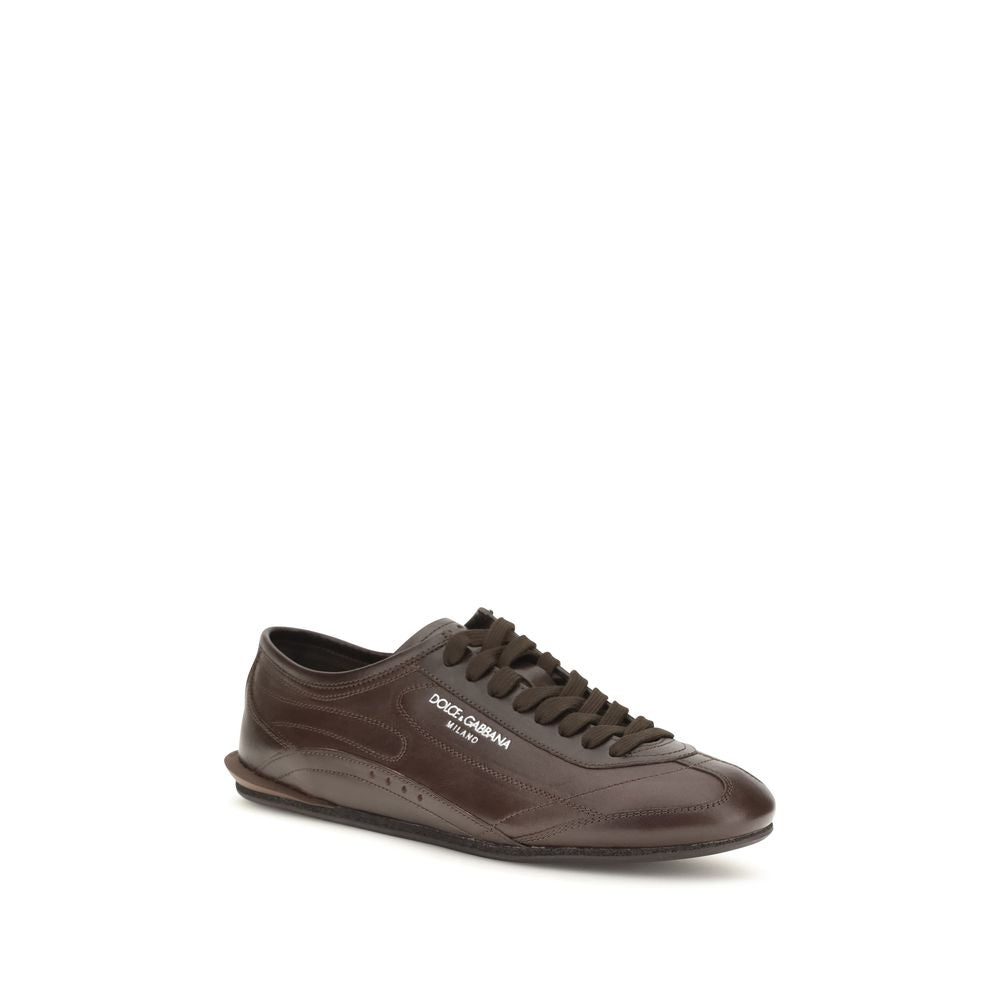 Dolce & Gabbana Brown Calf Leather Bos Taurus Low Top Men's Sneakers