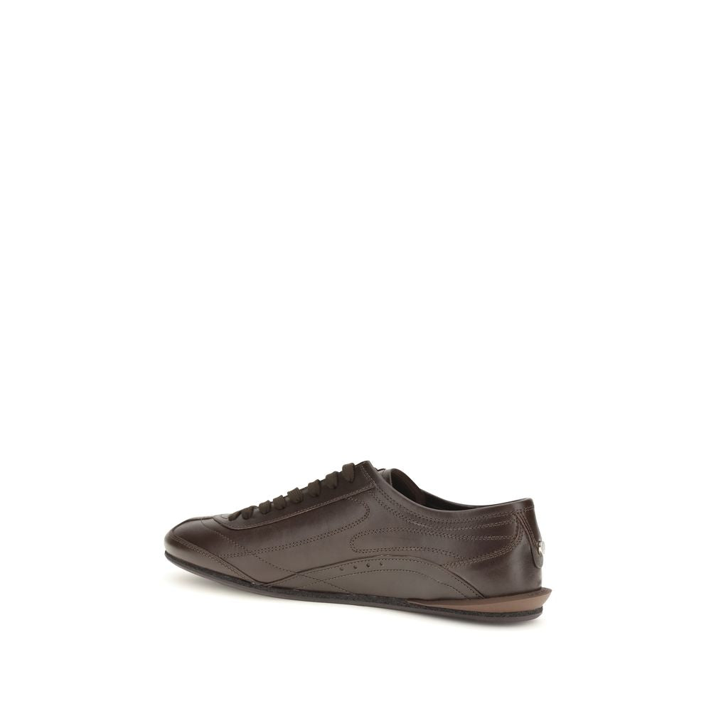 Dolce & Gabbana Brown Calf Leather Bos Taurus Low Top Men's Sneakers