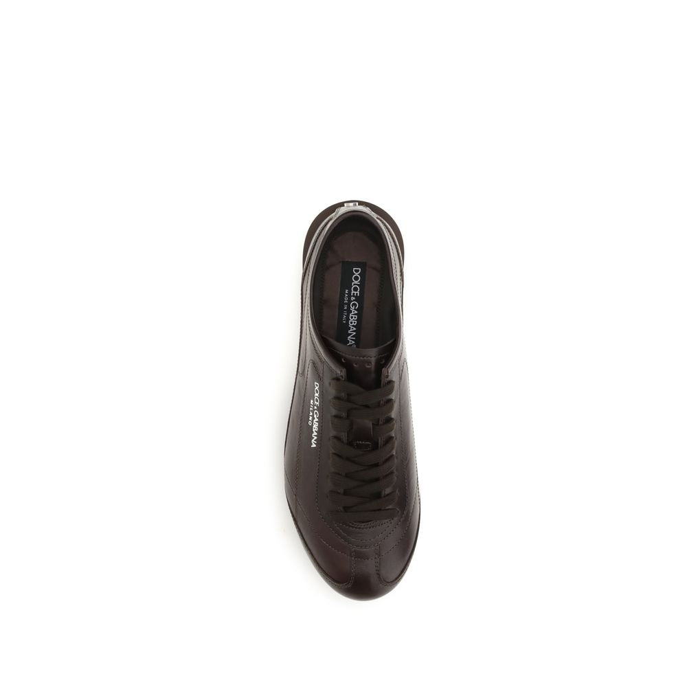 Dolce & Gabbana Brown Calf Leather Bos Taurus Low Top Men's Sneakers