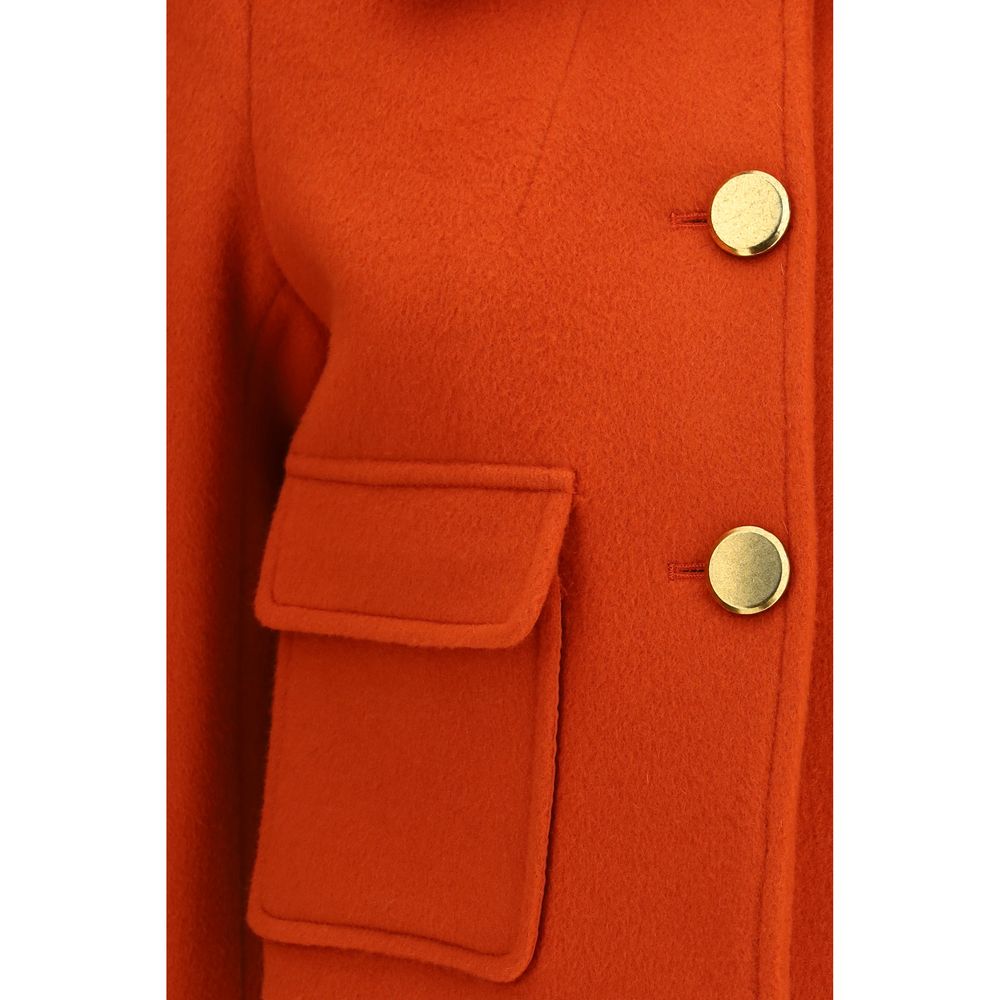 P.A.R.O.S.H. Orange Wool Oves Aries Full-Length Women's Jacket