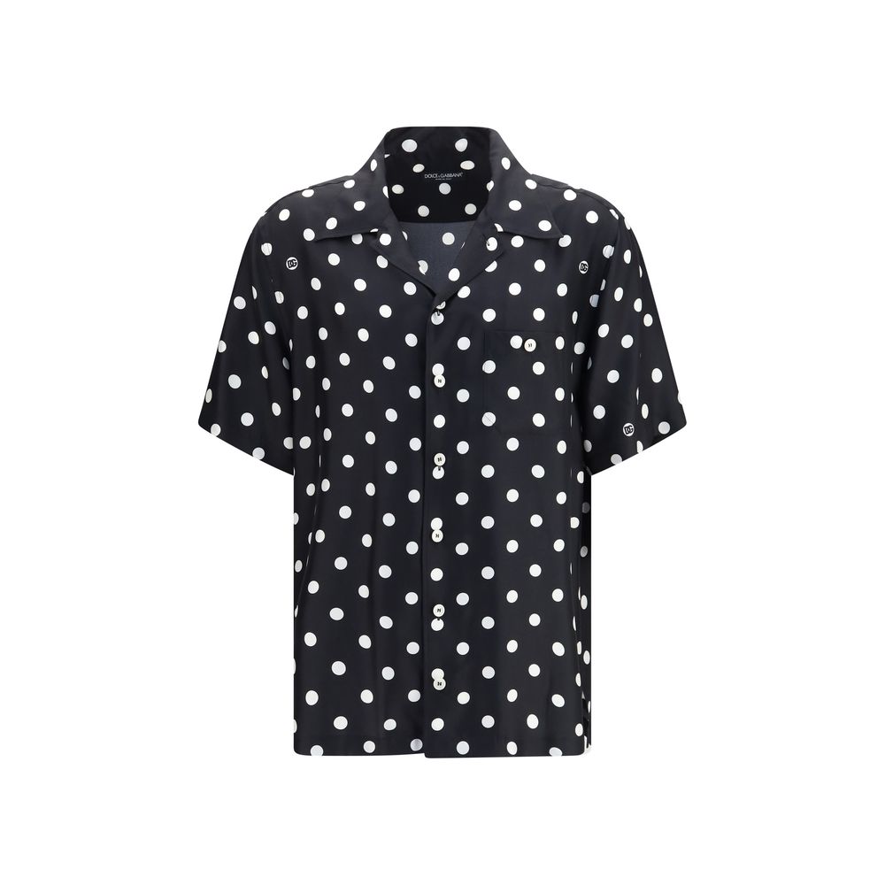 Dolce & Gabbana Black Silk Pattern Men's Shirt