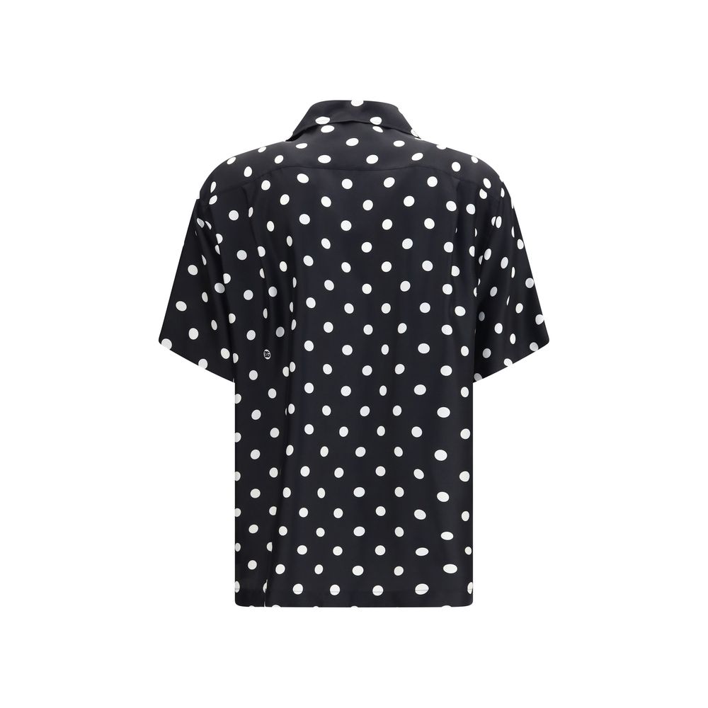Dolce & Gabbana Black Silk Pattern Men's Shirt
