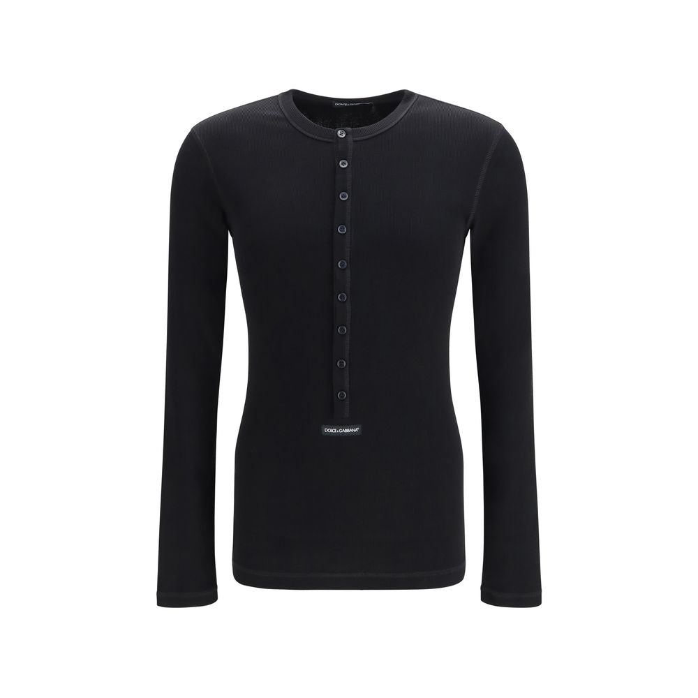 Dolce & Gabbana Black Cotton Long Sleeve Men's T-Shirt