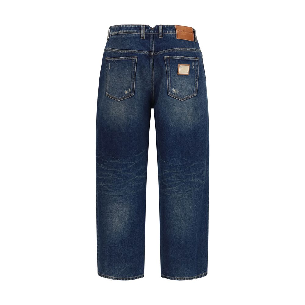 Dolce & Gabbana Blue Cotton Relaxed Fit Men's Jeans