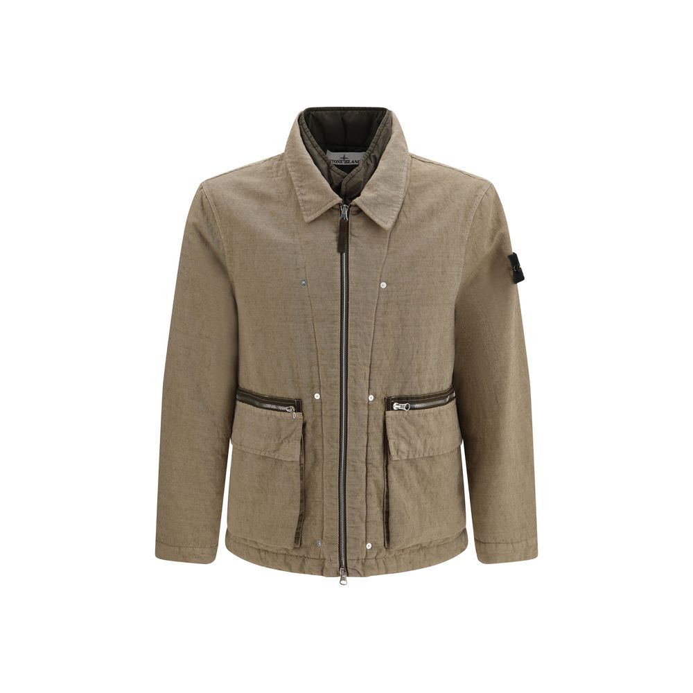 Stone Island Brown Cotton Full-Length Men's Jacket