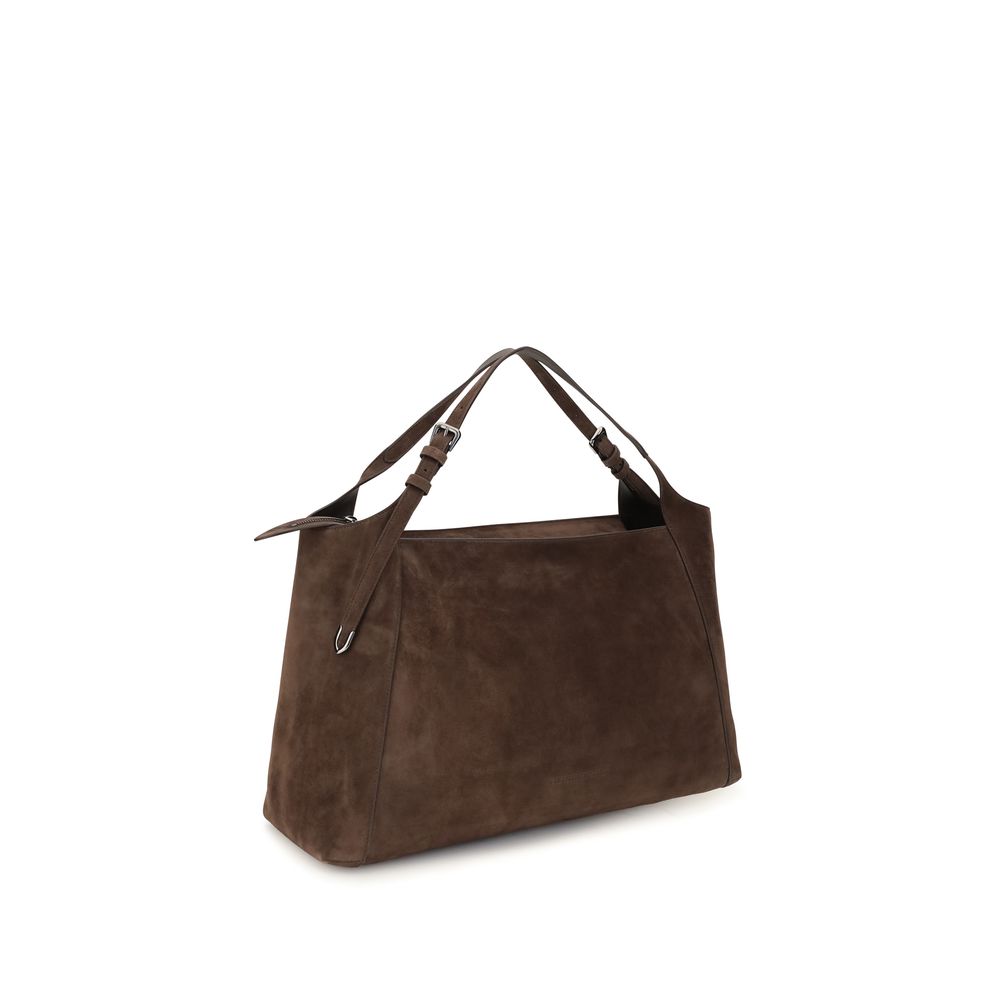Brunello Cucinelli Brown Suede Leather Women's Handbag