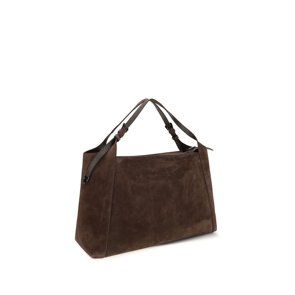 Brunello Cucinelli Brown Suede Leather Women's Handbag