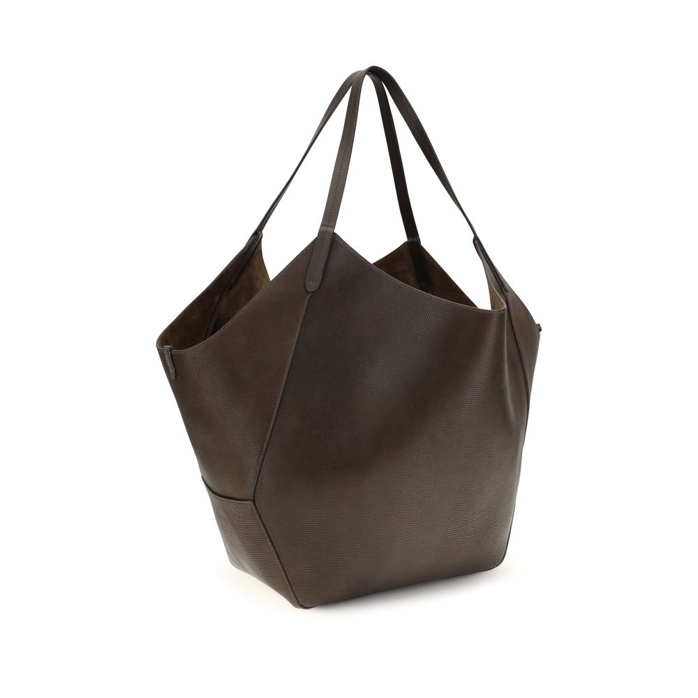 Brunello Cucinelli Brown Calf Leather Bos Taurus Women's Handbag