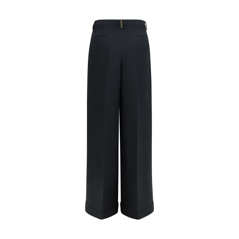 Fabiana Filippi Black Acetate Casual Women's Pants