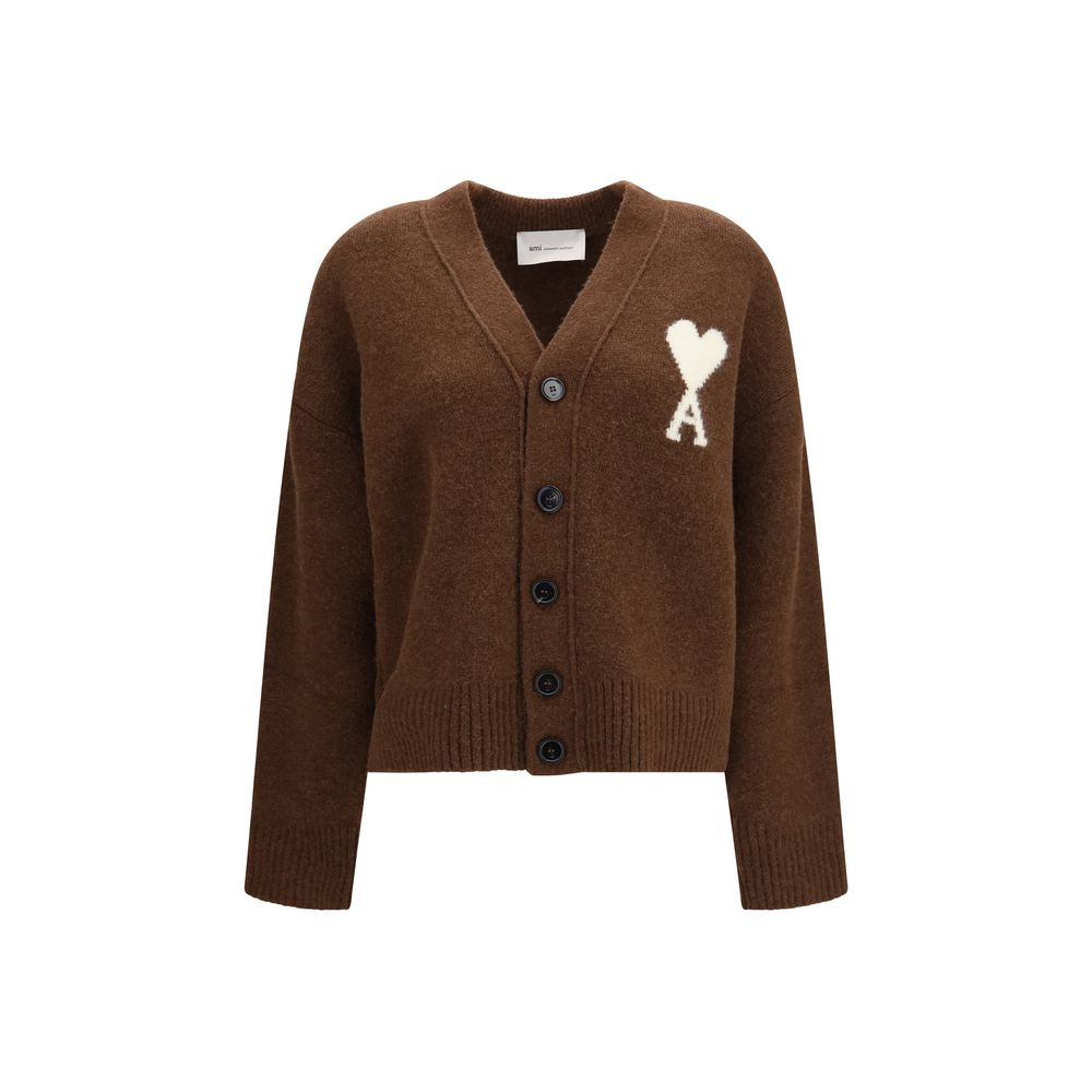 Ami Paris Brown Alpaca Vicugna Pacos Women's Cardigan