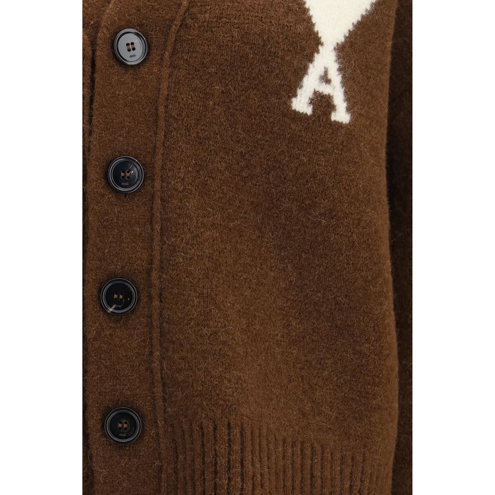 Ami Paris Brown Alpaca Vicugna Pacos Women's Cardigan