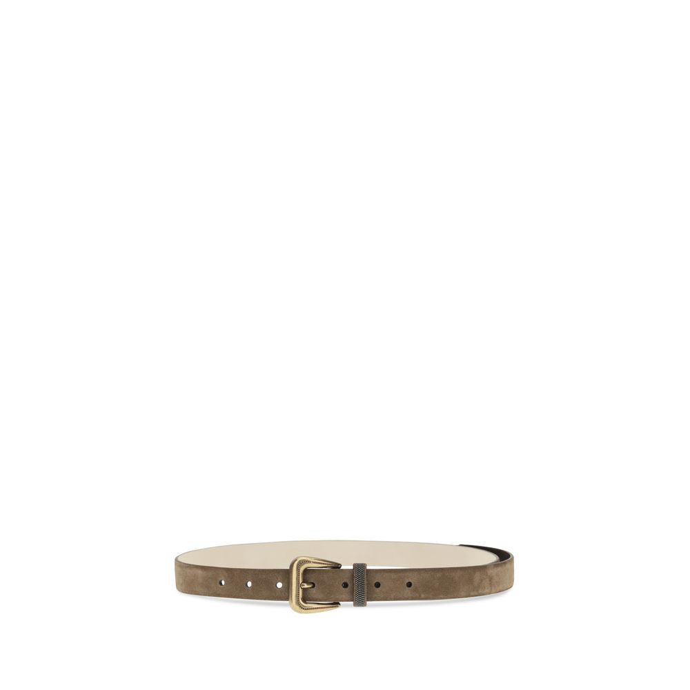 Brunello Cucinelli Brown Suede Leather Women's Belt