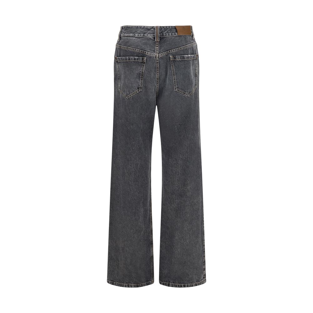 Brunello Cucinelli Gray Cotton Straight-Leg Women's Jeans