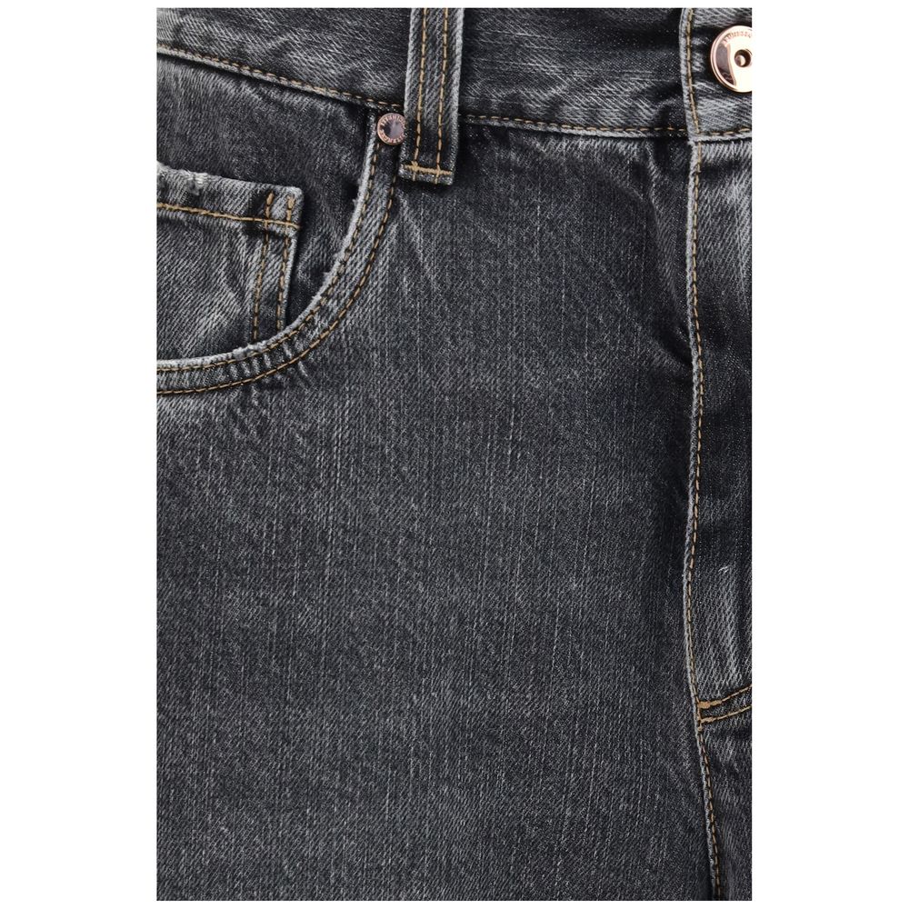 Brunello Cucinelli Gray Cotton Straight-Leg Women's Jeans