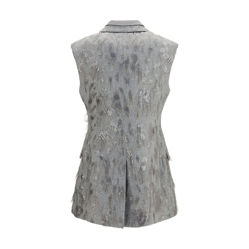 Brunello Cucinelli Gray Wool Oves Aries Sleeveless Women's Jacket