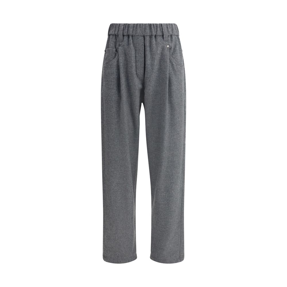 Brunello Cucinelli Gray Wool Casual Women's Pants