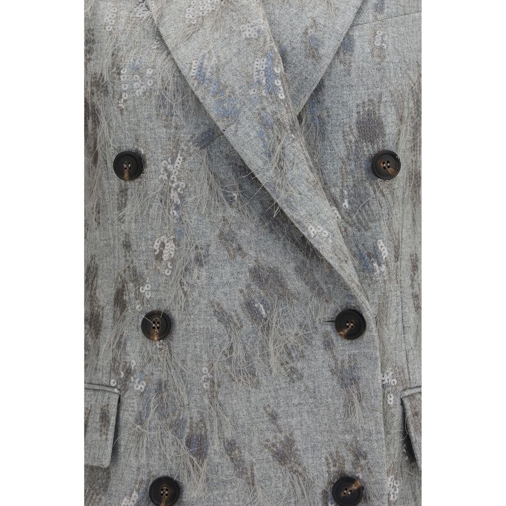 Brunello Cucinelli Gray Wool Oves Aries Sleeveless Women's Jacket
