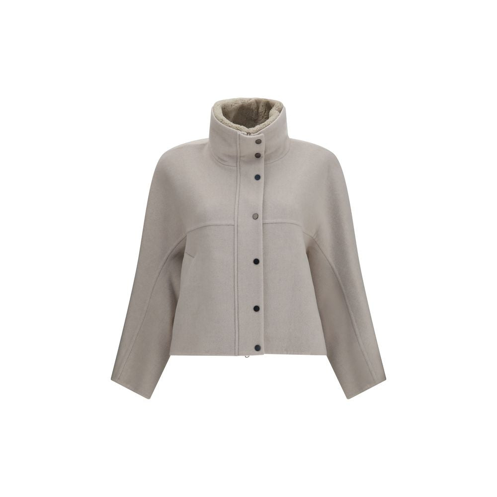 Brunello Cucinelli White Wool Oves Aries Women's Coat