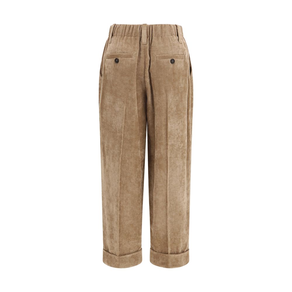 Brunello Cucinelli Brown Viscose Casual Women's Pants