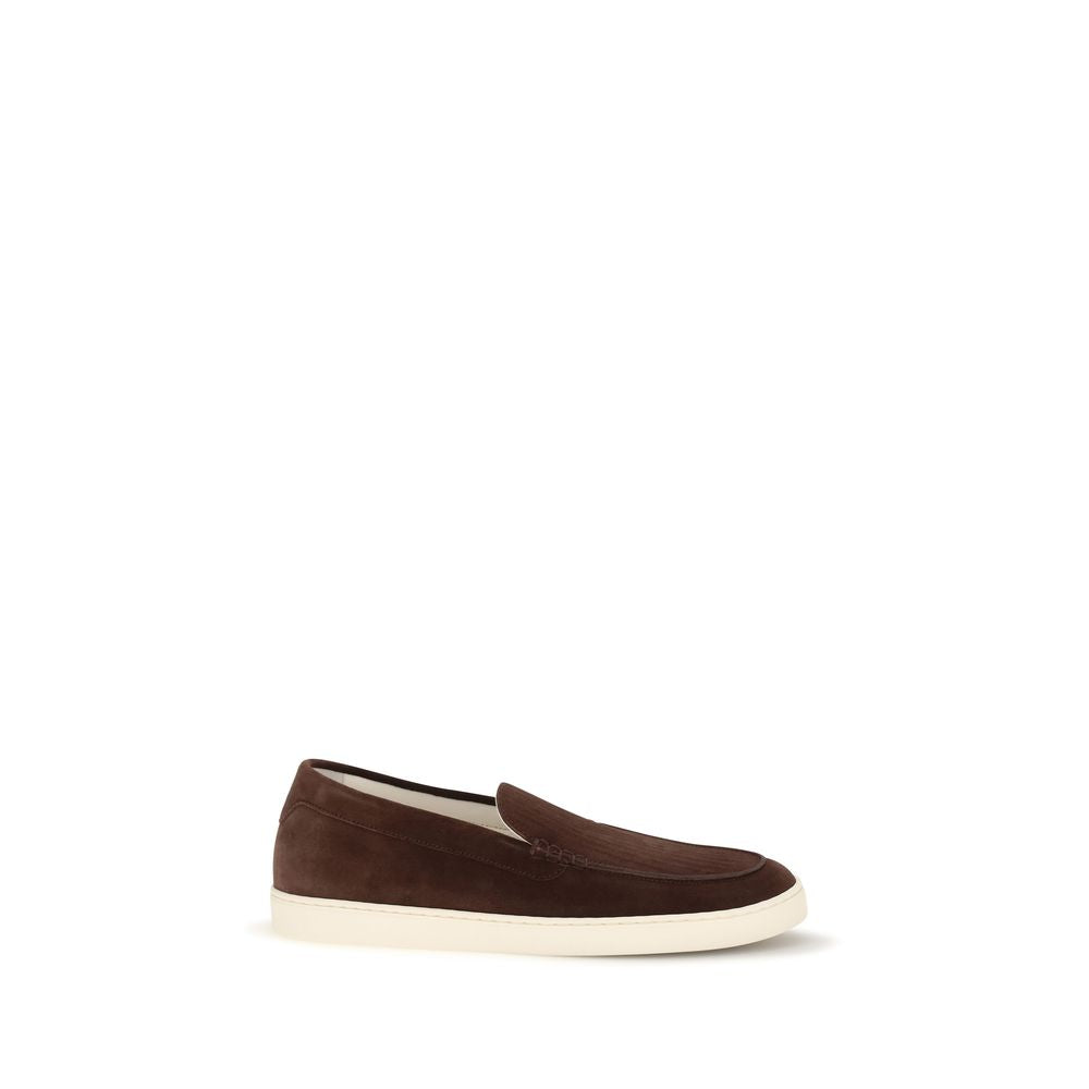 Brunello Cucinelli Bordeaux Calf Leather Bos Taurus Slip-On Men's Loafers