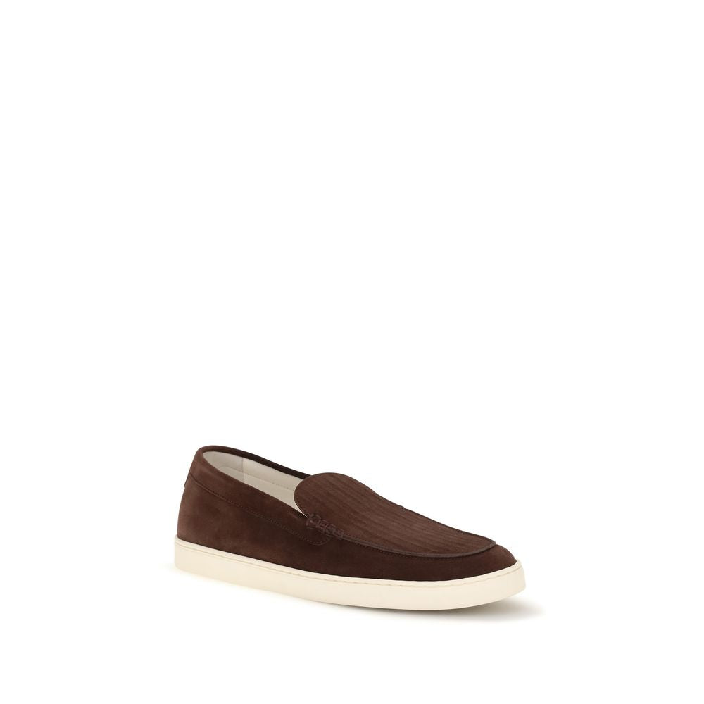Brunello Cucinelli Bordeaux Calf Leather Bos Taurus Slip-On Men's Loafers