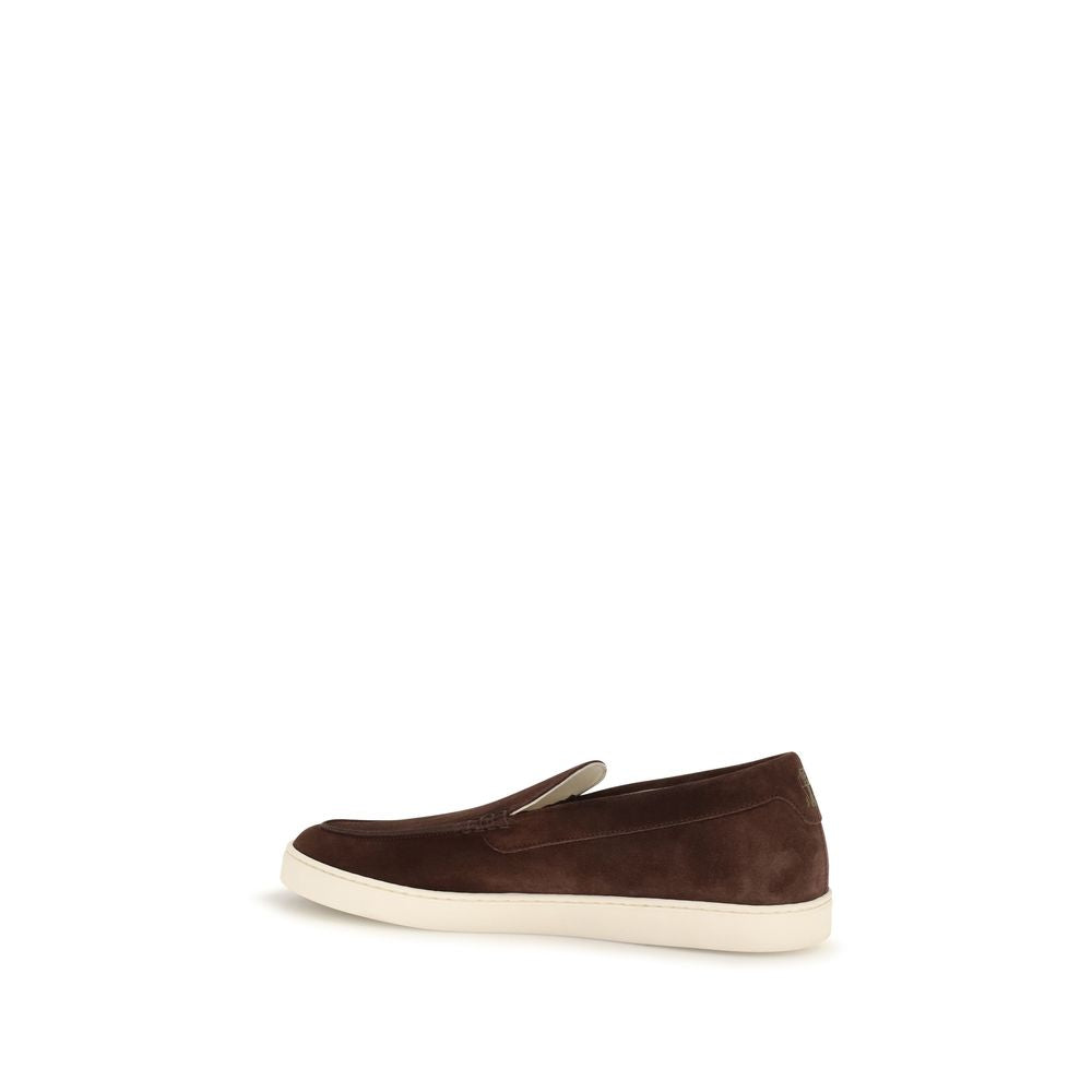 Brunello Cucinelli Bordeaux Calf Leather Bos Taurus Slip-On Men's Loafers