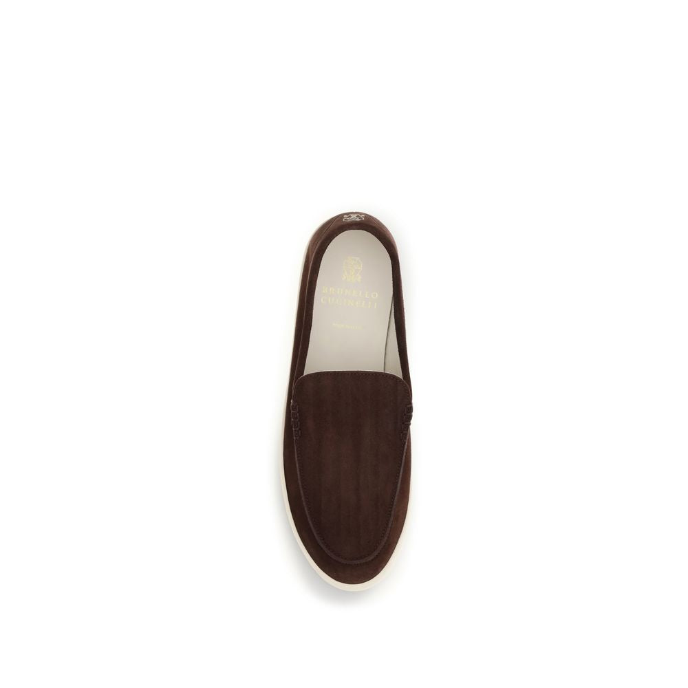 Brunello Cucinelli Bordeaux Calf Leather Bos Taurus Slip-On Men's Loafers