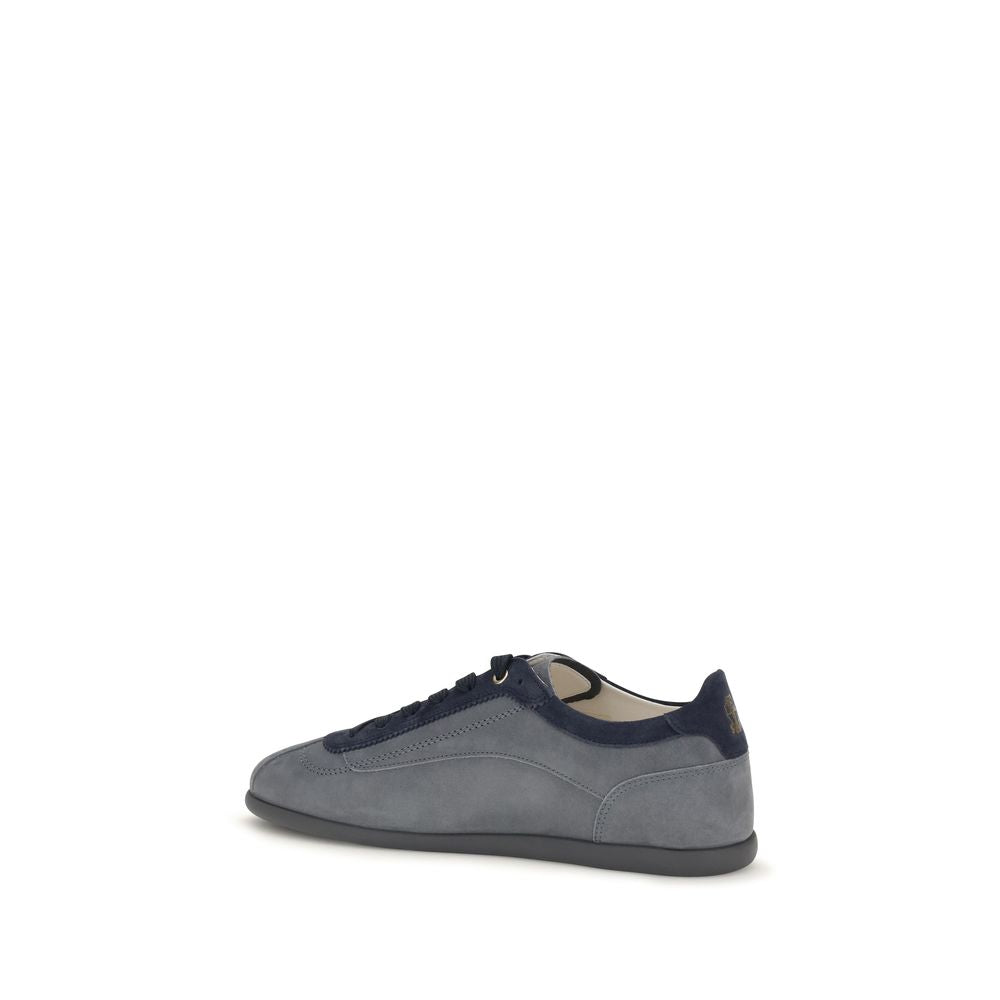 Brunello Cucinelli Gray Calf Leather Bos Taurus Low Top Men's Sneakers