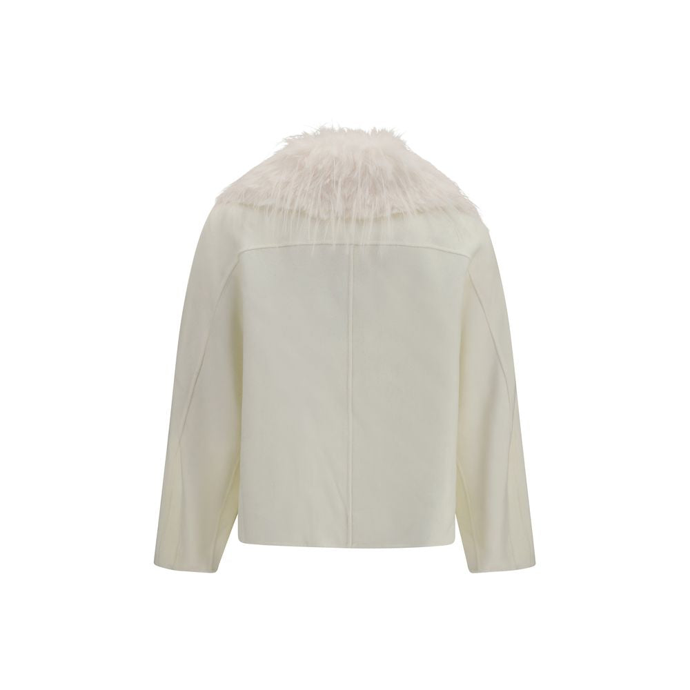 Loulou De Saison White Wool Oves Aries Full-Length Women's Jacket