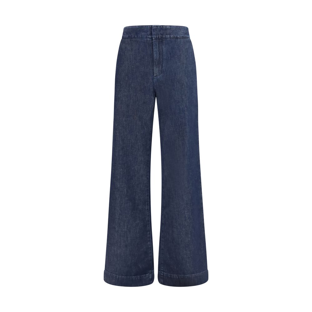 SA SU PHI Blue Cotton Flared Women's Jeans