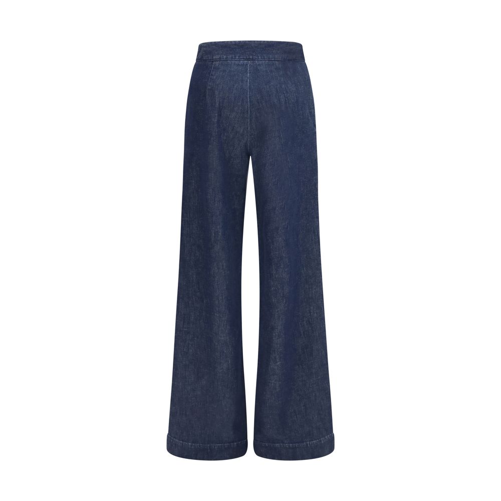 SA SU PHI Blue Cotton Flared Women's Jeans