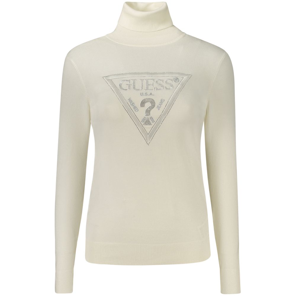 Guess Jeans White Viscose Women's Turtleneck