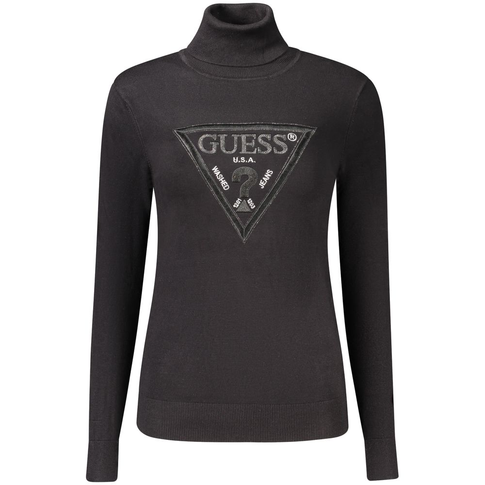 Guess Jeans Black Viscose Women's Turtleneck