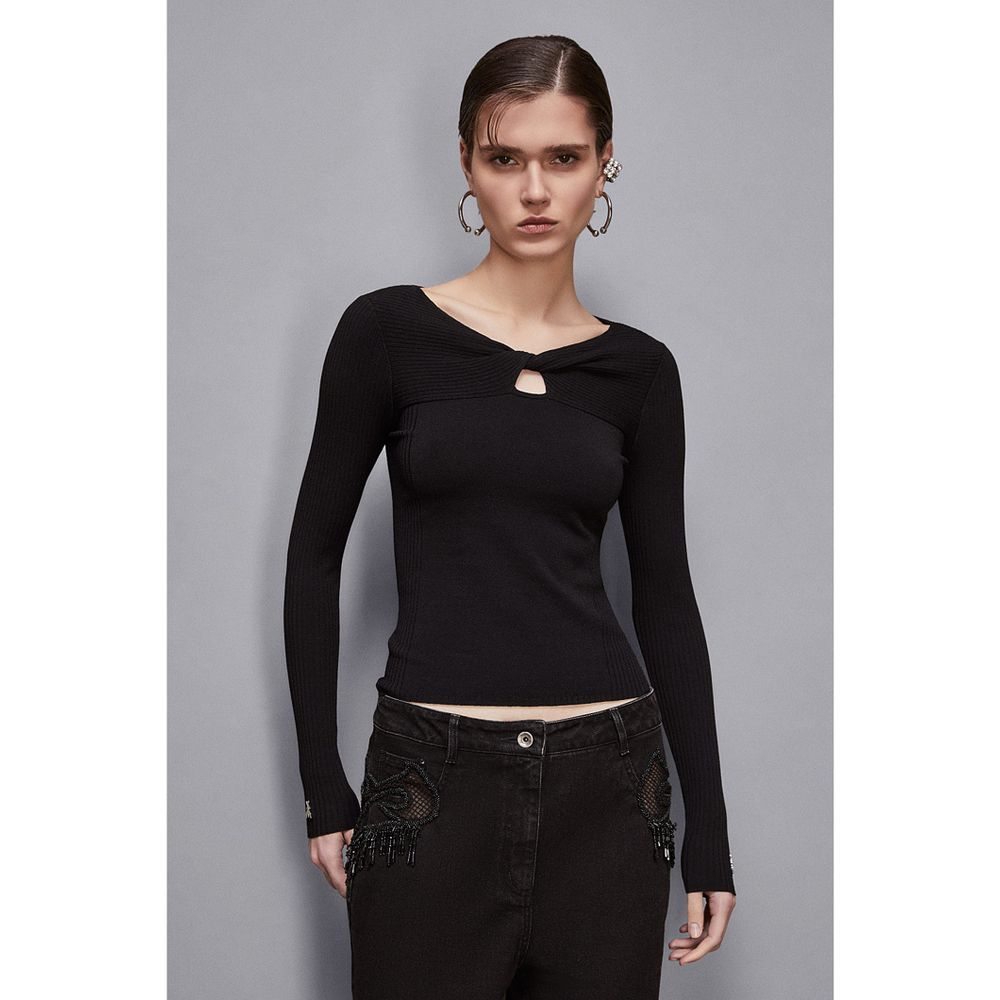 Patrizia Pepe Black Viscose Women's Sweatshirt
