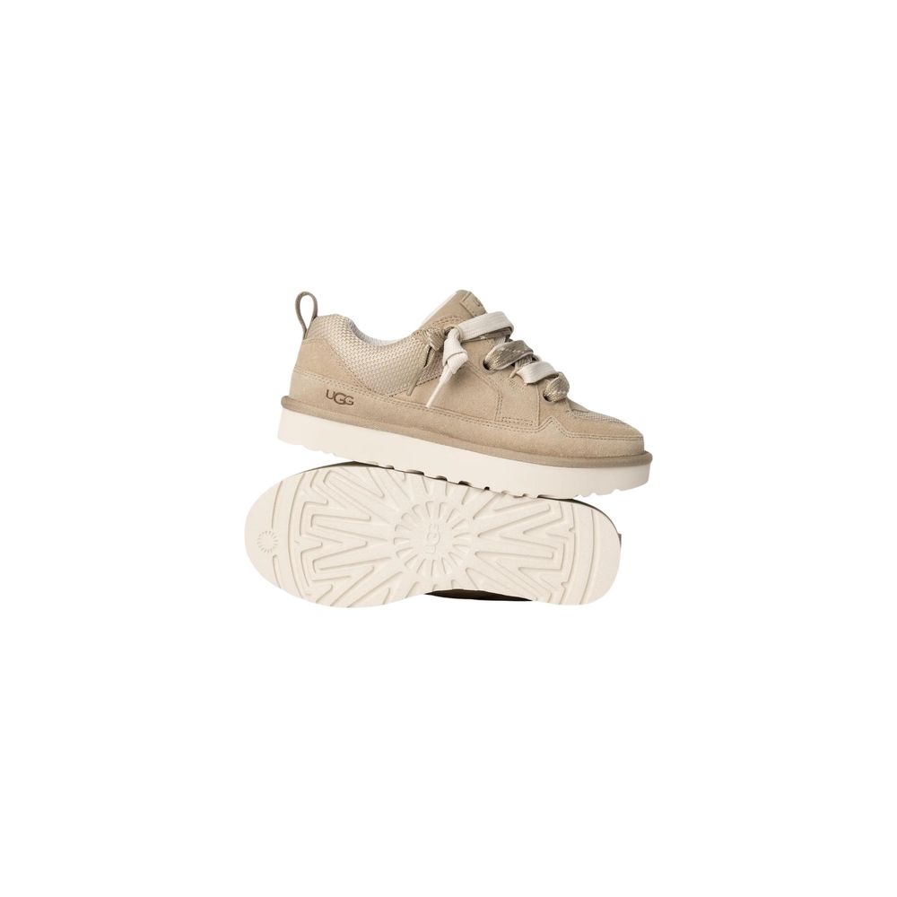 UGG Beige Suede Leather Chunky Women's Sneakers