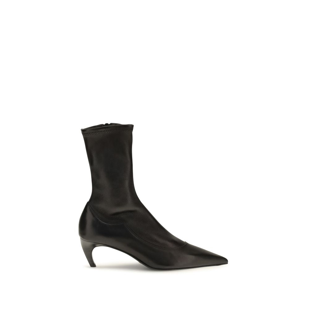 Khaite Black Calf Leather Bos Taurus Ankle Women's Boots