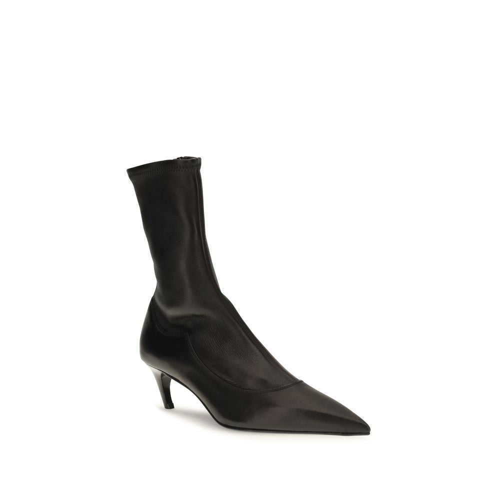 Khaite Black Calf Leather Bos Taurus Ankle Women's Boots